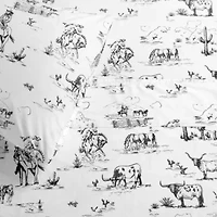 Paseo Road Ranch Life 200TC Cotton Western Rustic Cowboy Animal Toile 4 Piece Sheet Set