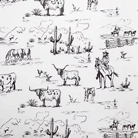 Paseo Road Ranch Life 200TC Cotton Western Rustic Cowboy Animal Toile 4 Piece Sheet Set