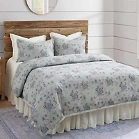 Tasha Polizzi for Paseo Road Rosabel Floral Western Design Washed Denim 3 Piece Duvet Cover Set