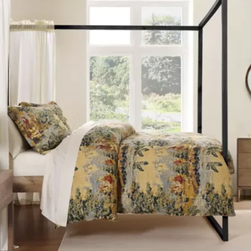HiEnd Accents Provence Vintage Toile Washed Linen 3 Piece Comforter Set