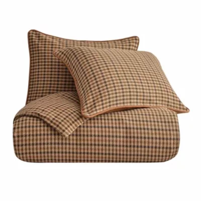 Paseo Road by HiEnd Accents Clifton Brown Plaid Woven Twill Duvet Cover Set