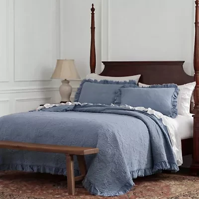 Sadie Stonewashed Paisley Ruffled Lightweight Quilt Set
