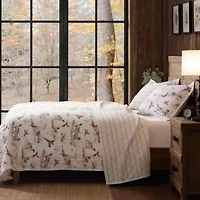 Hunt Life Reversible Quilt Set, Twin, White, 2PC