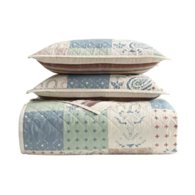 Patchwork Paisley Reversible Quilt Set, 3PC