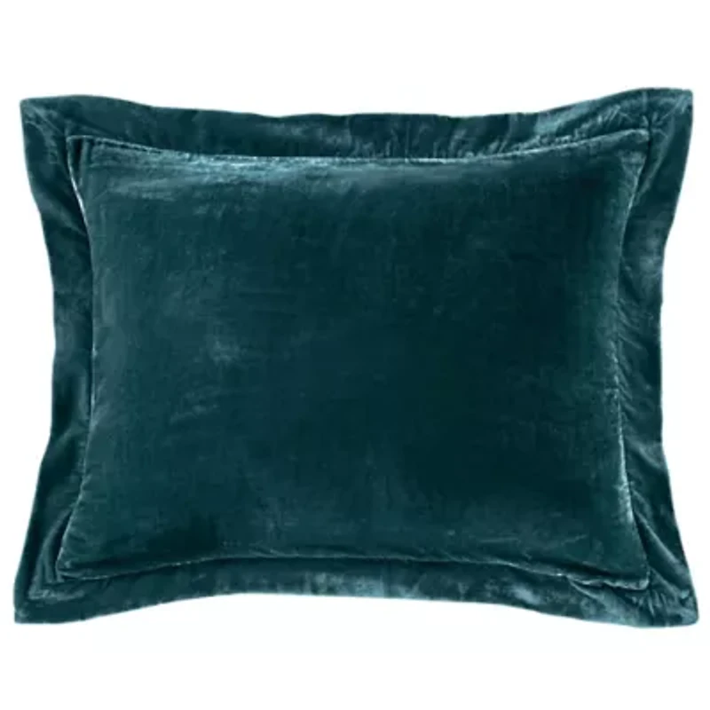 Stella Faux Silk Velvet Flanged Dutch Euro Pillow, 27" x 39", Storm Blue, 1PC