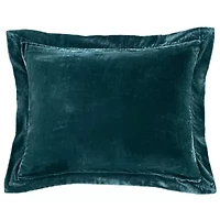 Stella Faux Silk Velvet Flanged Dutch Euro Pillow, 27" x 39", Storm Blue, 1PC