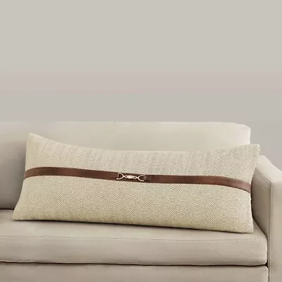 Herringbone Buckle Detailed Lumbar Pillow, 14" x 36", 1PC