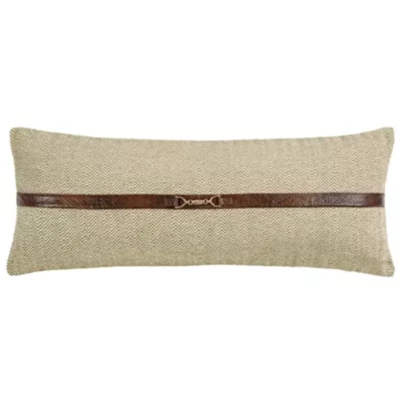 Herringbone Buckle Detailed Lumbar Pillow, 14" x 36", 1PC