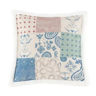 Patchwork Paisley Campfire Sherpa Pillow, 18" x 18", 1PC, 6 MOQ