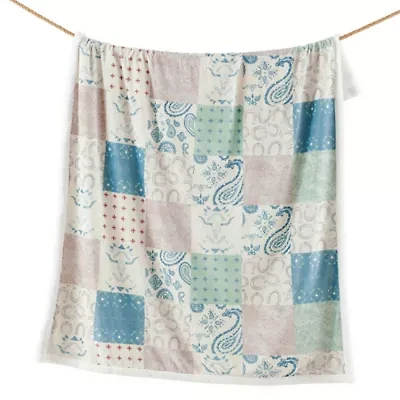 Patchwork Paisley Campfire Sherpa Throw, 54" x 68", 1PC, 6 MOQ