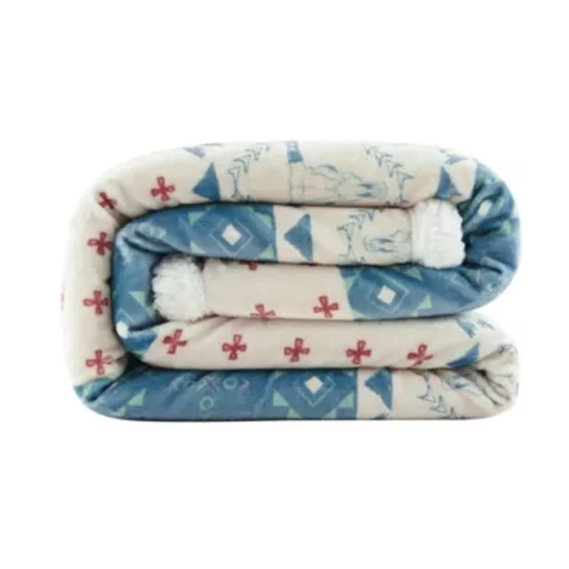 Patchwork Paisley Campfire Sherpa Throw, 54" x 68", 1PC, 6 MOQ
