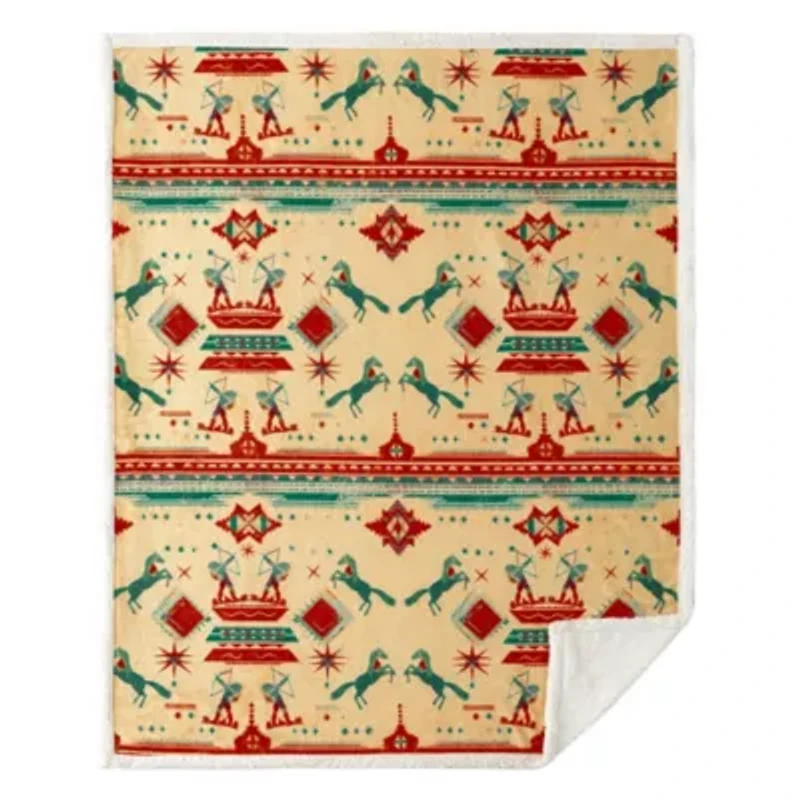 Arizona Campfire Sherpa Throw, 54" x 68", 1PC, 6 MOQ