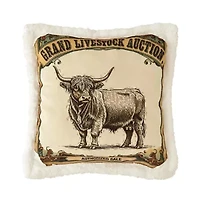 Highland Cow Campfire Sherpa Pillow, 18" x 18", 1PC, 6 MOQ