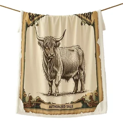 Highland Cow Campfire Sherpa Throw, 54" x 68", 1PC, 6 MOQ