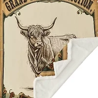 Highland Cow Campfire Sherpa Throw, 54" x 68", 1PC, 6 MOQ