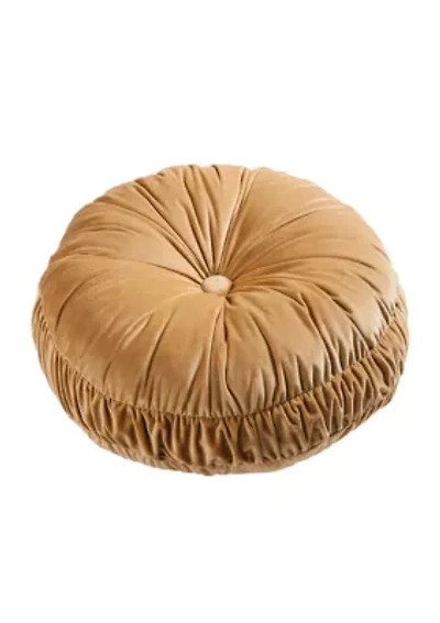 Loretta Plush Gold Velvet Round Pillow