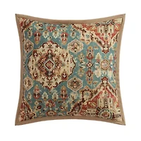 Carmen Kilim Euro Sham, 27" x 27", Teal, 1PC