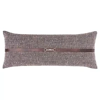 Tweed Buckle Detailed Lumbar Pillow, 14" x 36", Brown, 1PC