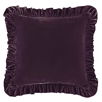 Stella Faux Silk Velvet Ruffled Euro Sham, 27" x 27", Dark Violet, 1PC