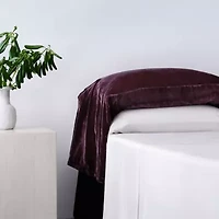 Stella Faux Silk Velvet Waterfall Pillowcase Set, Dark Violet, 2PC
