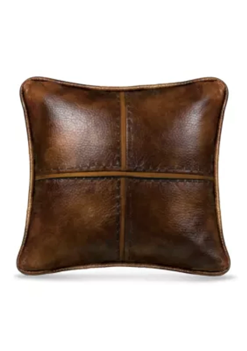 Brighton Stitched Faux Leather Decorative Throw Pillow