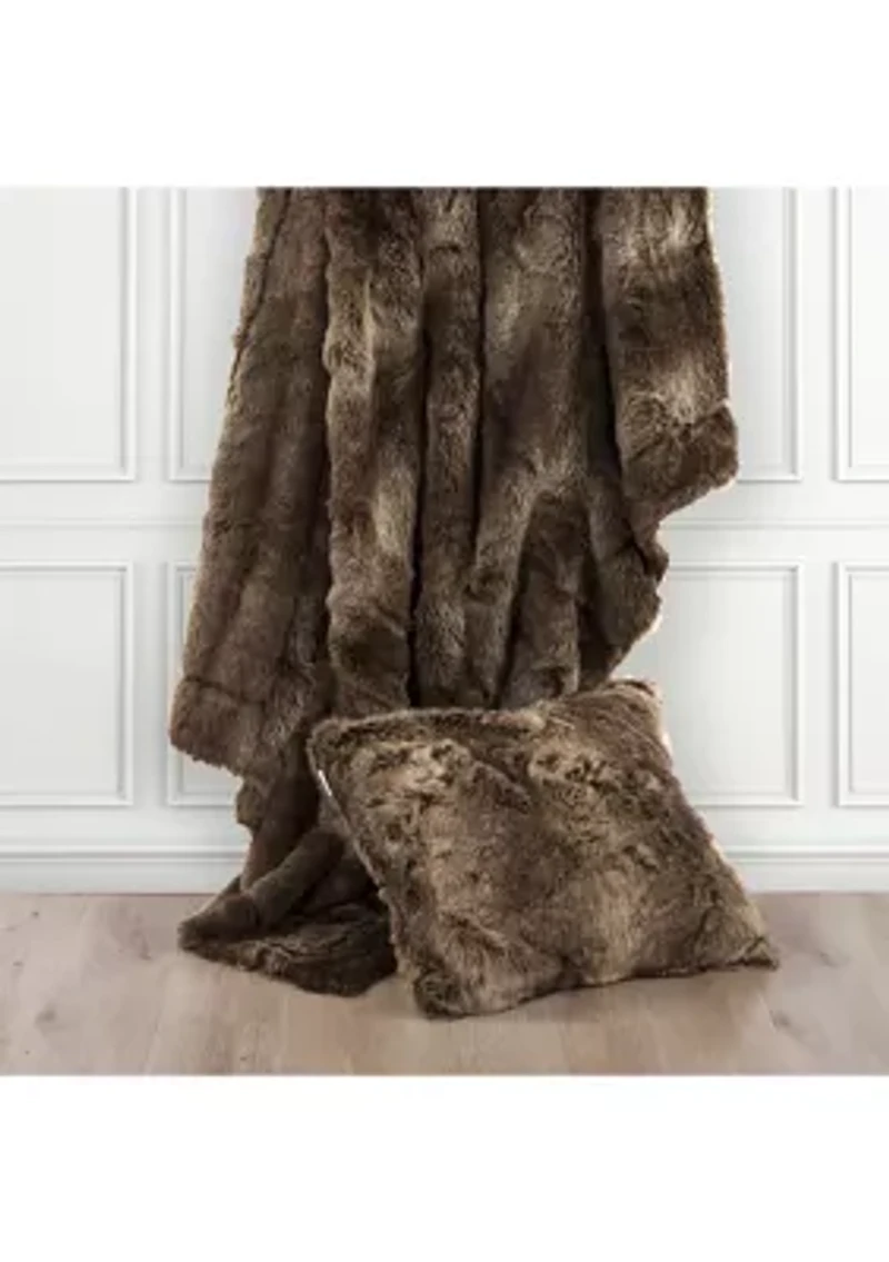 Oversized Wolf Faux Fur Throw Pillow