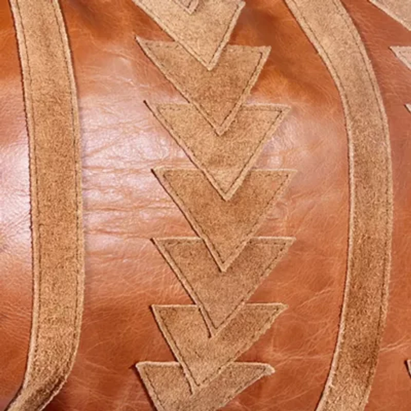 Genuine Leather & Suede Arrow Tasseled Throw Pillow