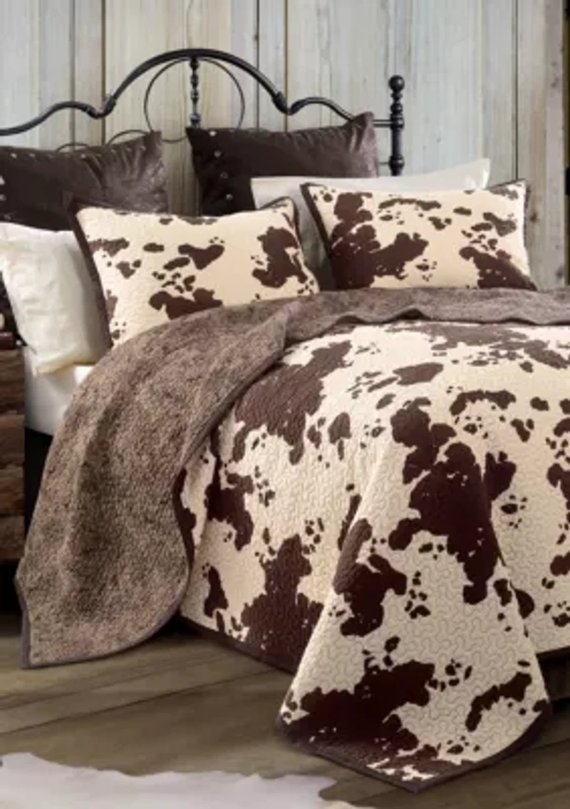 Elsa Cowhide Reversible Quilt Set, 3-Piece