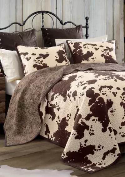 Elsa Cowhide Reversible Quilt Set, 3-Piece