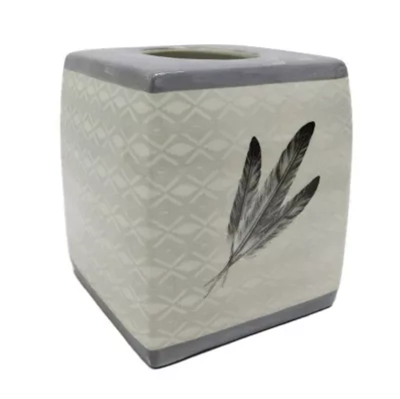 Feather Design Ceramic Tissue Box Cover