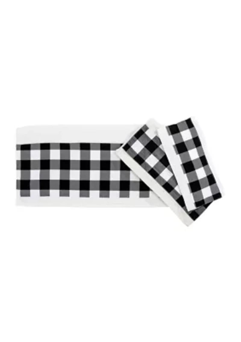 Camille Black Buffalo Check Towel Set