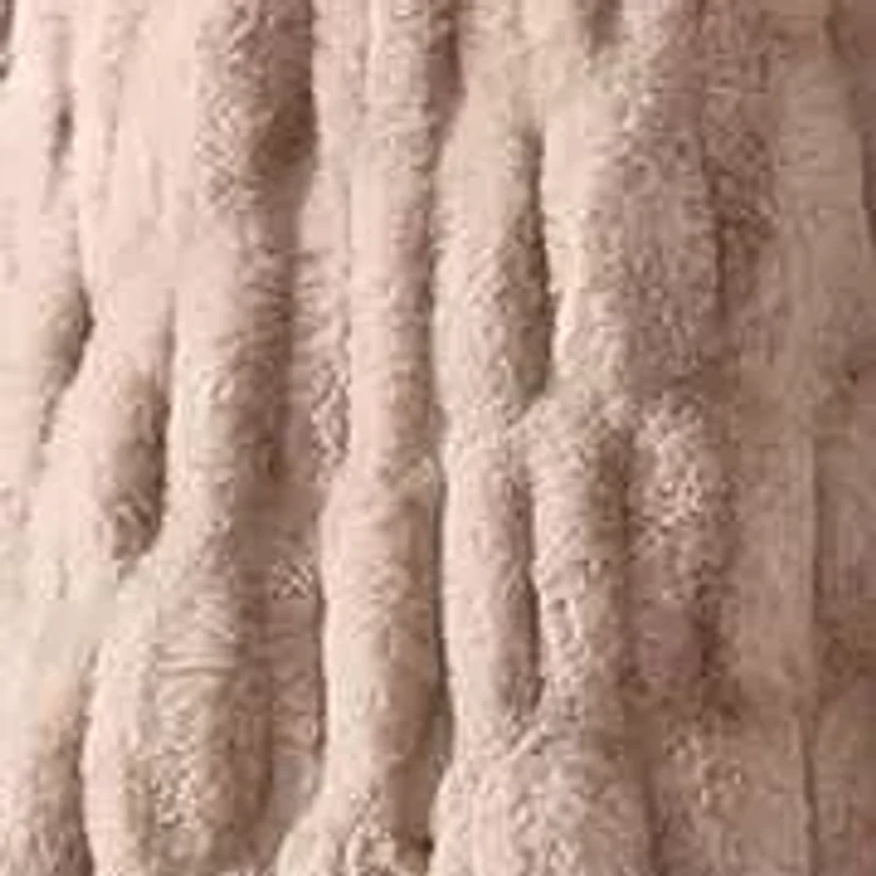 Ruched Rabbit Double-Sided Oversized Throw, 50" x 80", Variegated Cream, 1PC