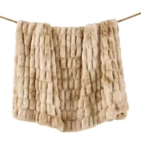 Ruched Rabbit Double-Sided Oversized Throw, 50" x 80", Variegated Cream, 1PC