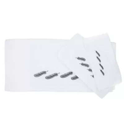 Embroidered Feather White Towel Set