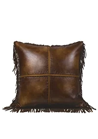 Austin Cross Stitched Faux Leather Throw Pillow