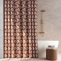 Meru Fan Leaf Block Print Buttonhole Shower Curtain