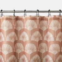Meru Fan Leaf Block Print Buttonhole Shower Curtain