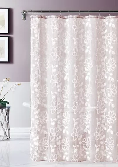 Rita Chenille Embroidererd Fabric Shower Curtain
