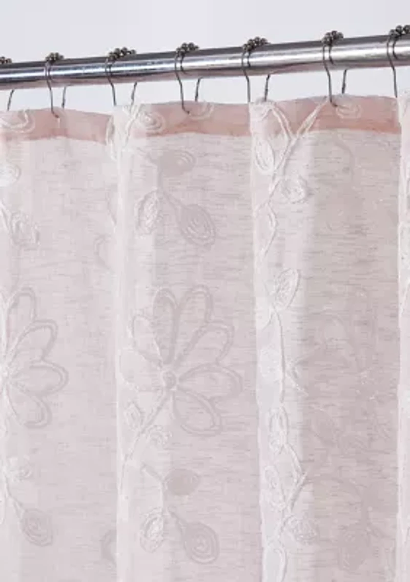 Rita Chenille Embroidererd Fabric Shower Curtain