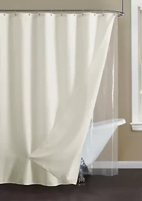 14-Piece Bath Set with 1-Waffle Shower Curtain, 1-Peva Liner and 12-Stainless Steel Hooks