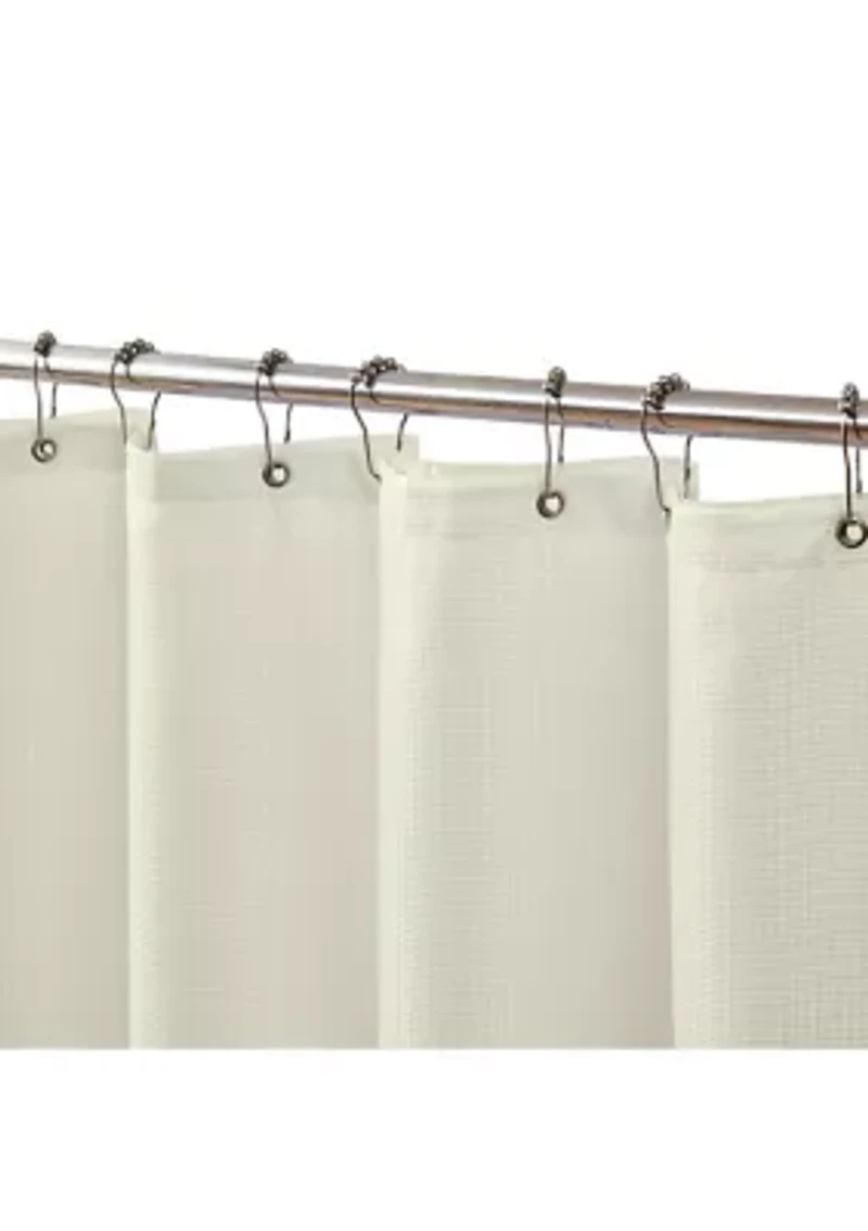 14-Piece Bath Set with 1-Waffle Shower Curtain, 1-Peva Liner and 12-Stainless Steel Hooks