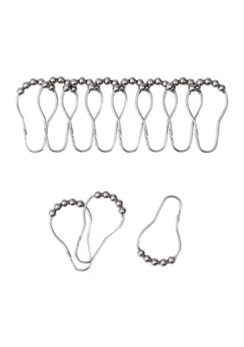 14-Piece Bath Set with 1-Waffle Shower Curtain, 1-Peva Liner and 12-Stainless Steel Hooks