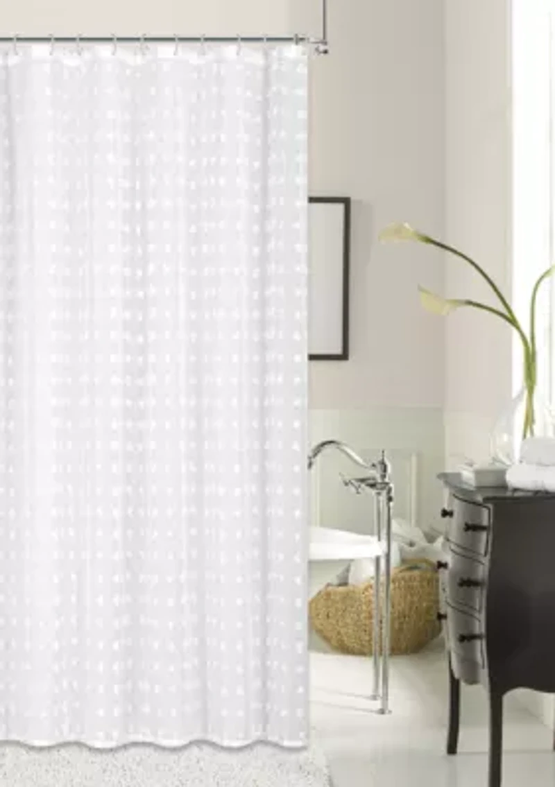 Cut Modern Flower 3D Linen-Look Fabric Shower Curtain