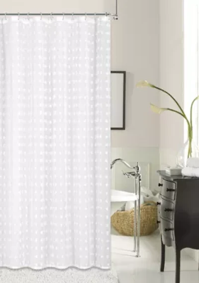 Cut Modern Flower 3D Linen-Look Fabric Shower Curtain