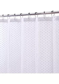Valeria Faux Linen 3D Cotton Ball Puff Shower Curtain