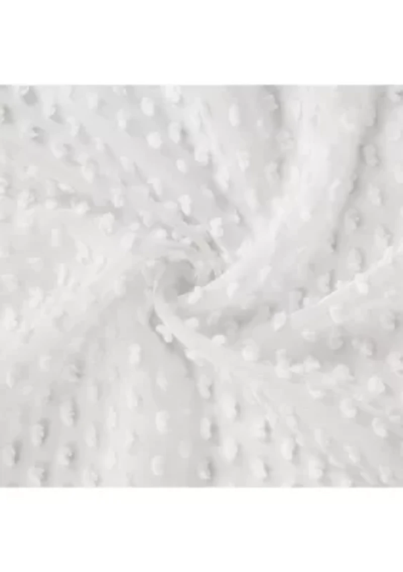 Valeria Faux Linen 3D Cotton Ball Puff Shower Curtain