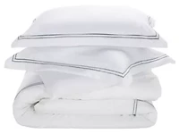 2 Line Embroidered Hotel Duvet Cover Set 3pc