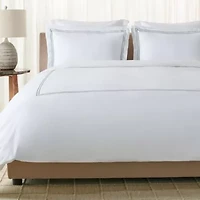 2 Line Embroidered Hotel Duvet Cover Set 3pc