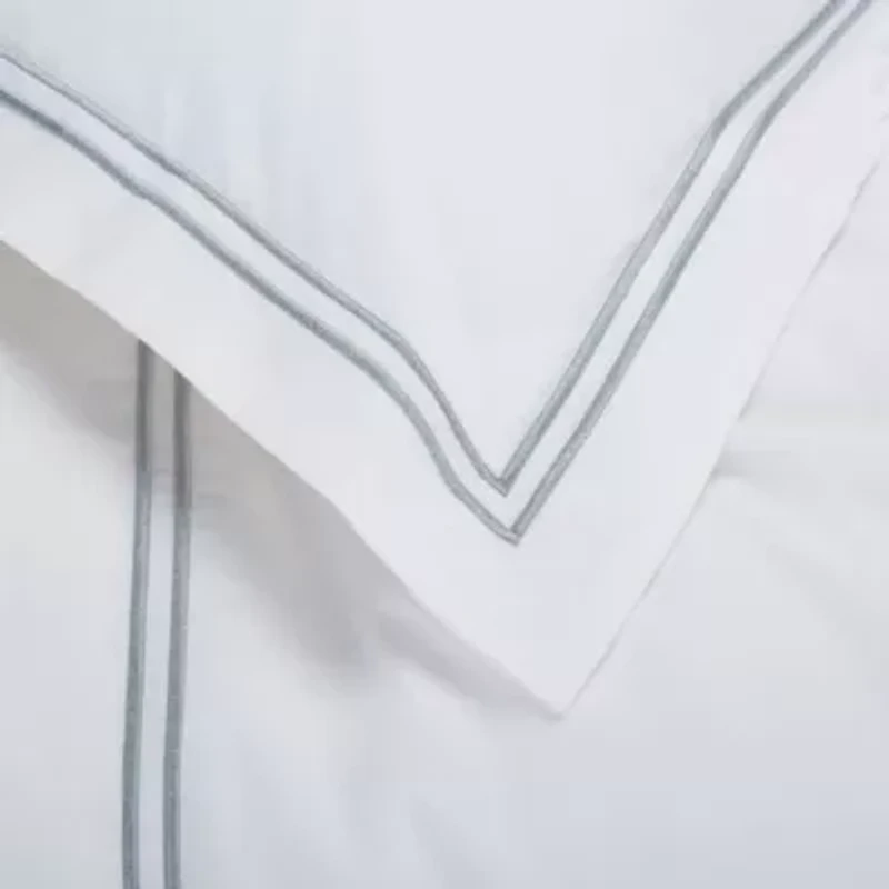 2 Line Embroidered Hotel Duvet Cover Set 3pc