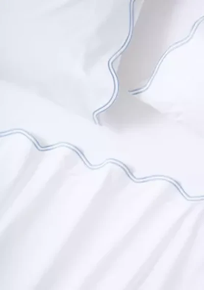 Wave Blue Embroidered 300 Thread Count Sheet Set
